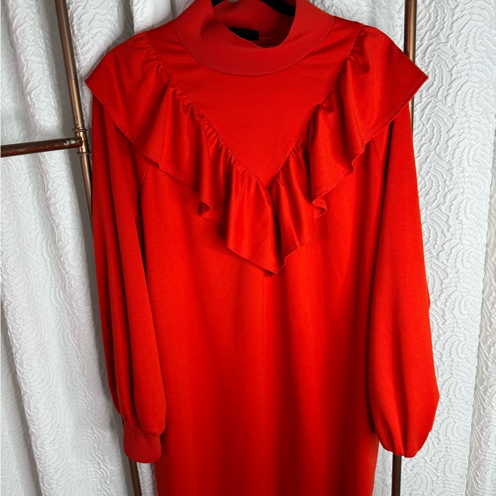Who What Wear Vibrant Red Long Sleeve Dress